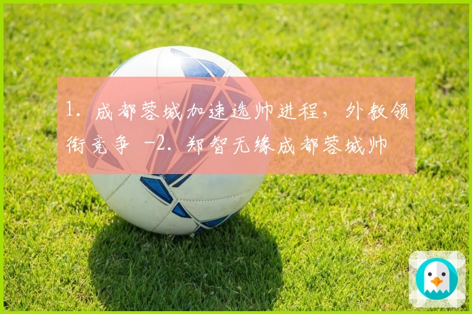1. 成都蓉城加速选帅进程，外教领衔竞争  -2. 郑智无缘成都蓉城帅位，外教主导选拔